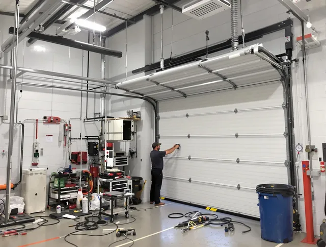 Horizon West Garage Door Repair certified technician performing commercial door repair at a Horizon West business facility