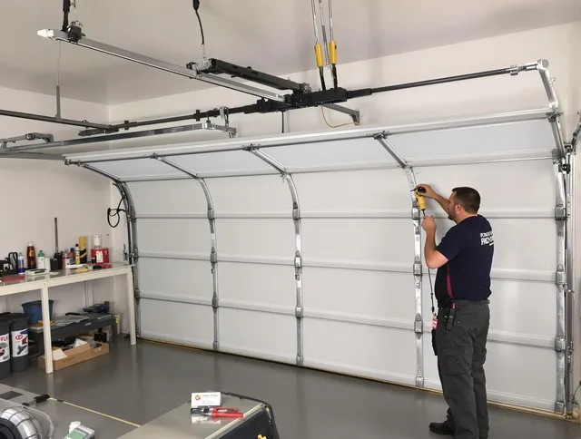 Horizon West Garage Door Repair certified technician performing overhead door system repair in Horizon West